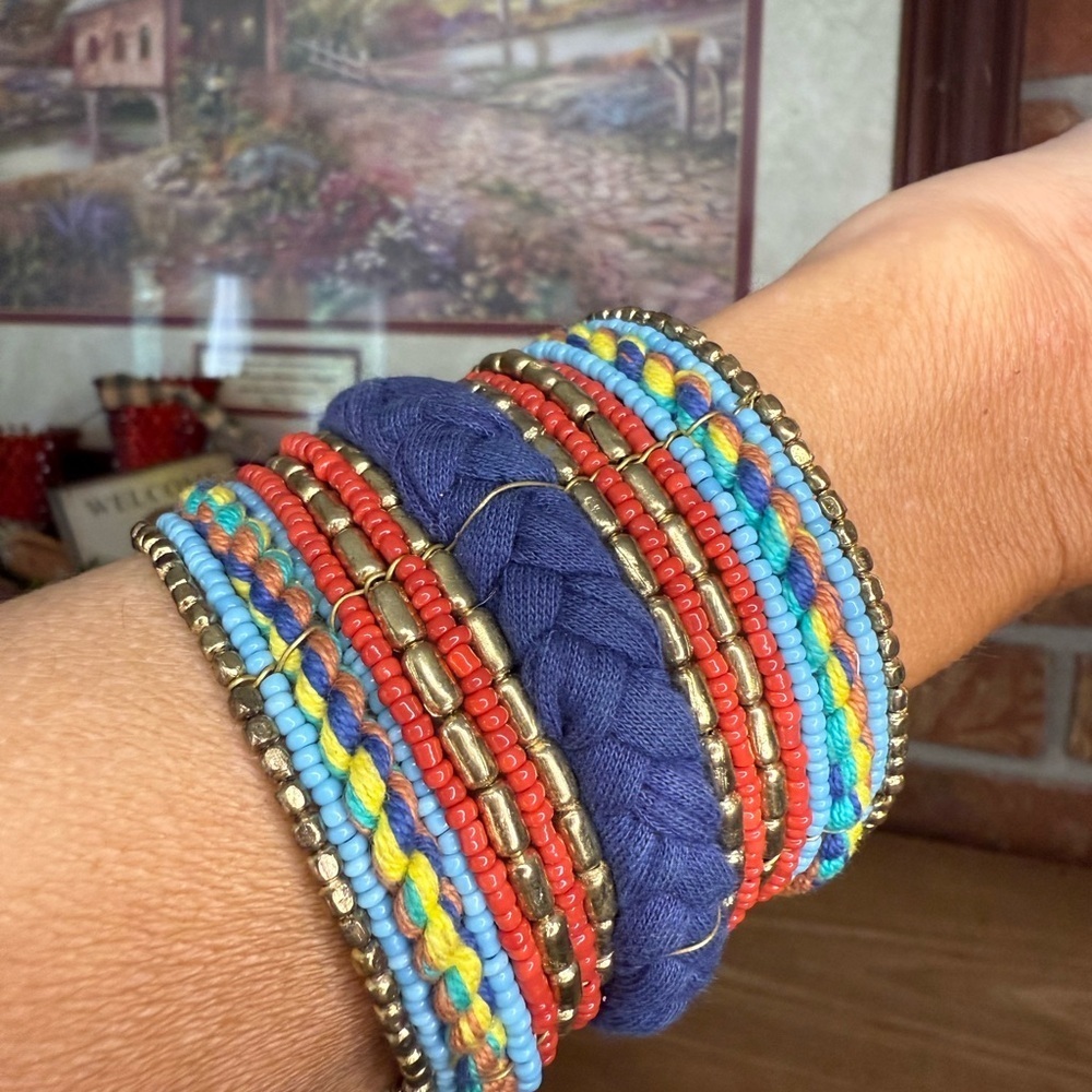 Vintage 1997 Colorful Boho Cuff Beaded Bracelet - Picture 4 of 6